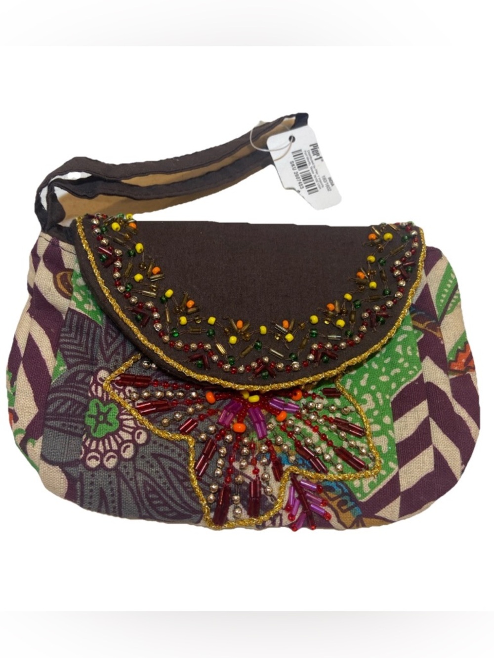 Beaded Wristlet Pier 1 Imports Hand made in India Purse Bag New Tags 6.5” X 4.5”